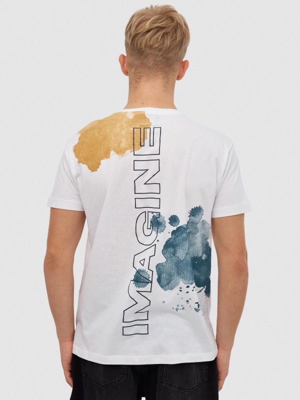 T-shirt "Imagine" branco vista meia traseira