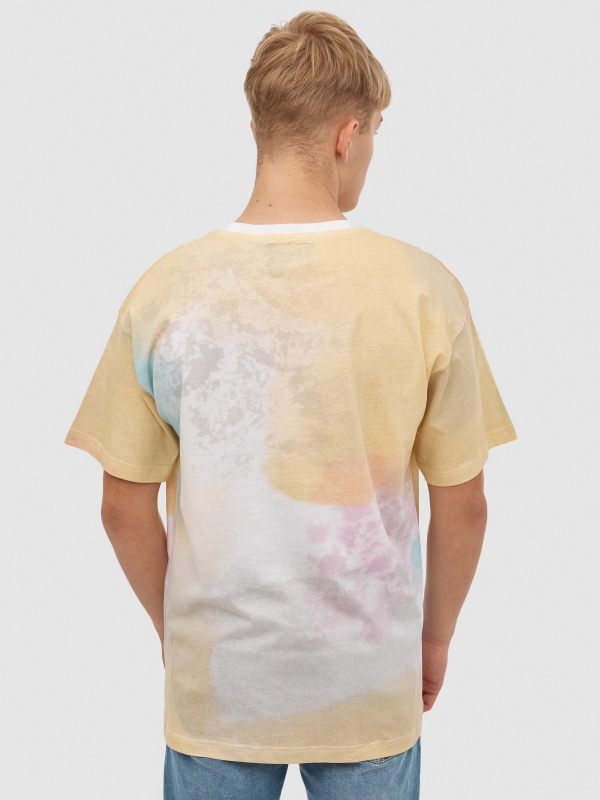 T-shirt watercolour spots white middle back view