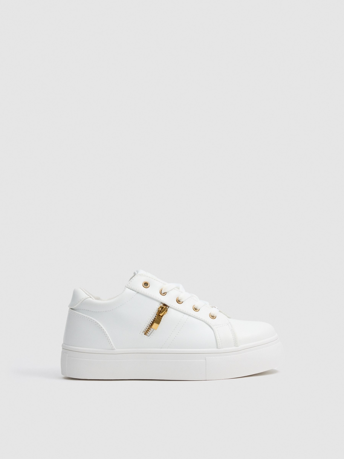 Platform sneakers with zip detail white