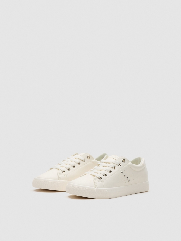 Basic sneakers with studs white 45º front view