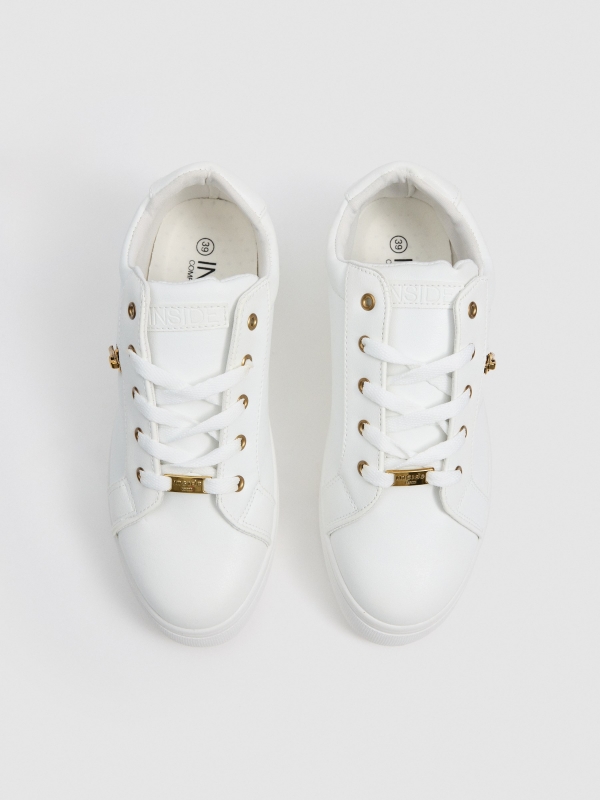 Platform sneakers with zip detail white zenithal view