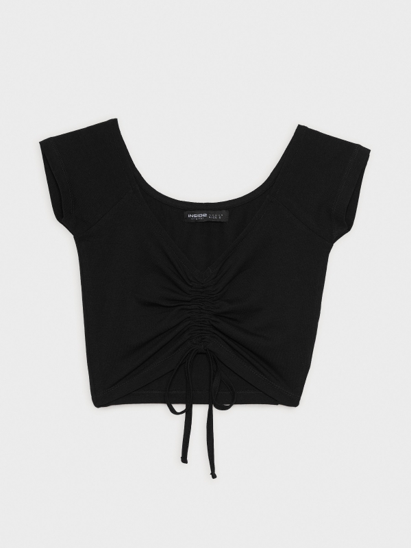  Ruched cropped t-shirt black