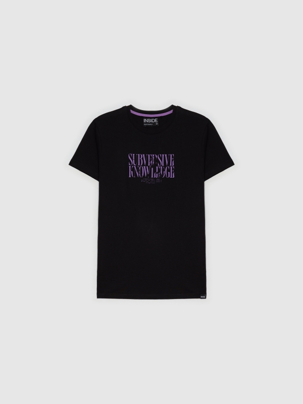  Camiseta texto minimalista negro
