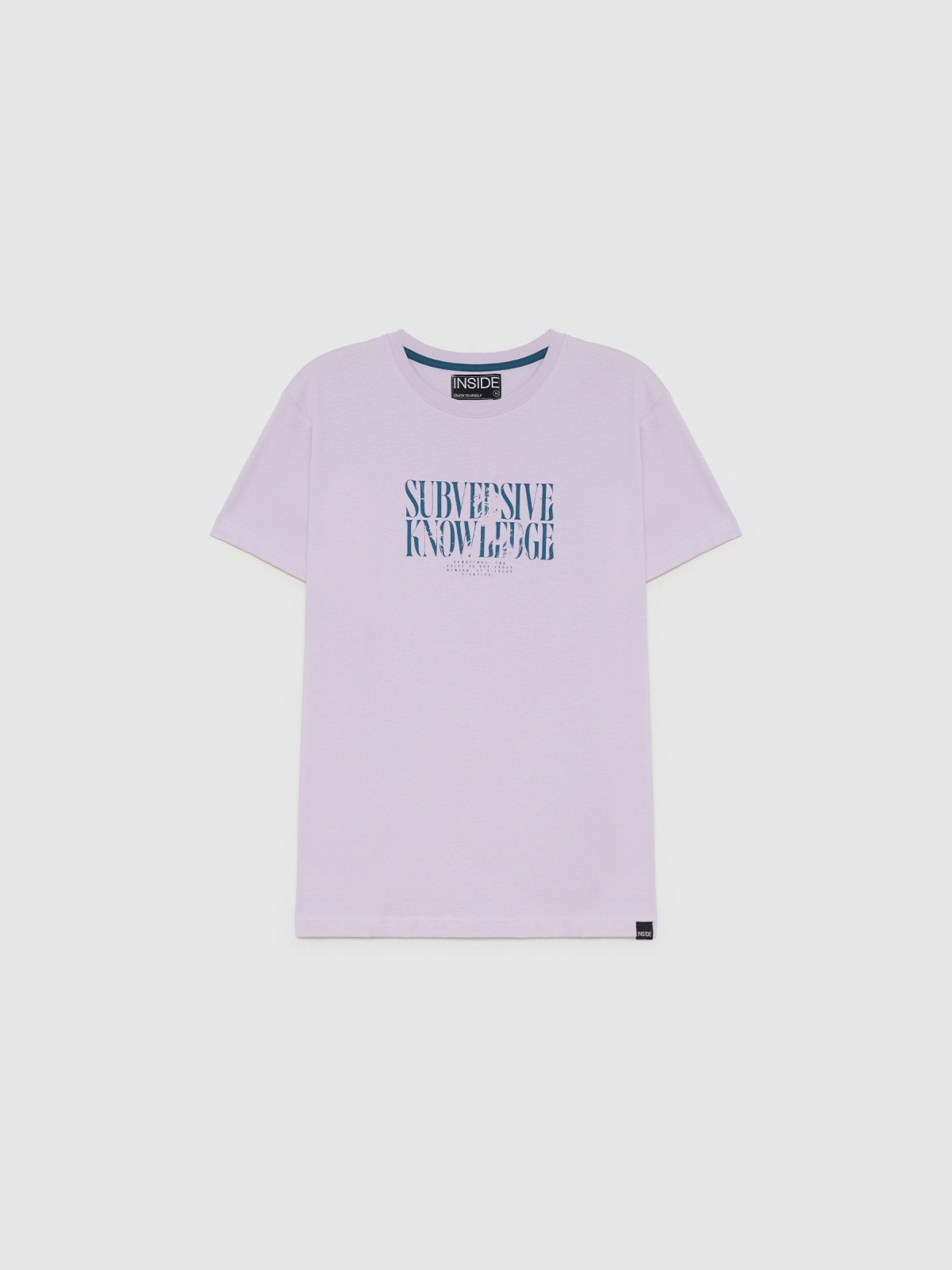 T-shirt com texto minimalista púrpura