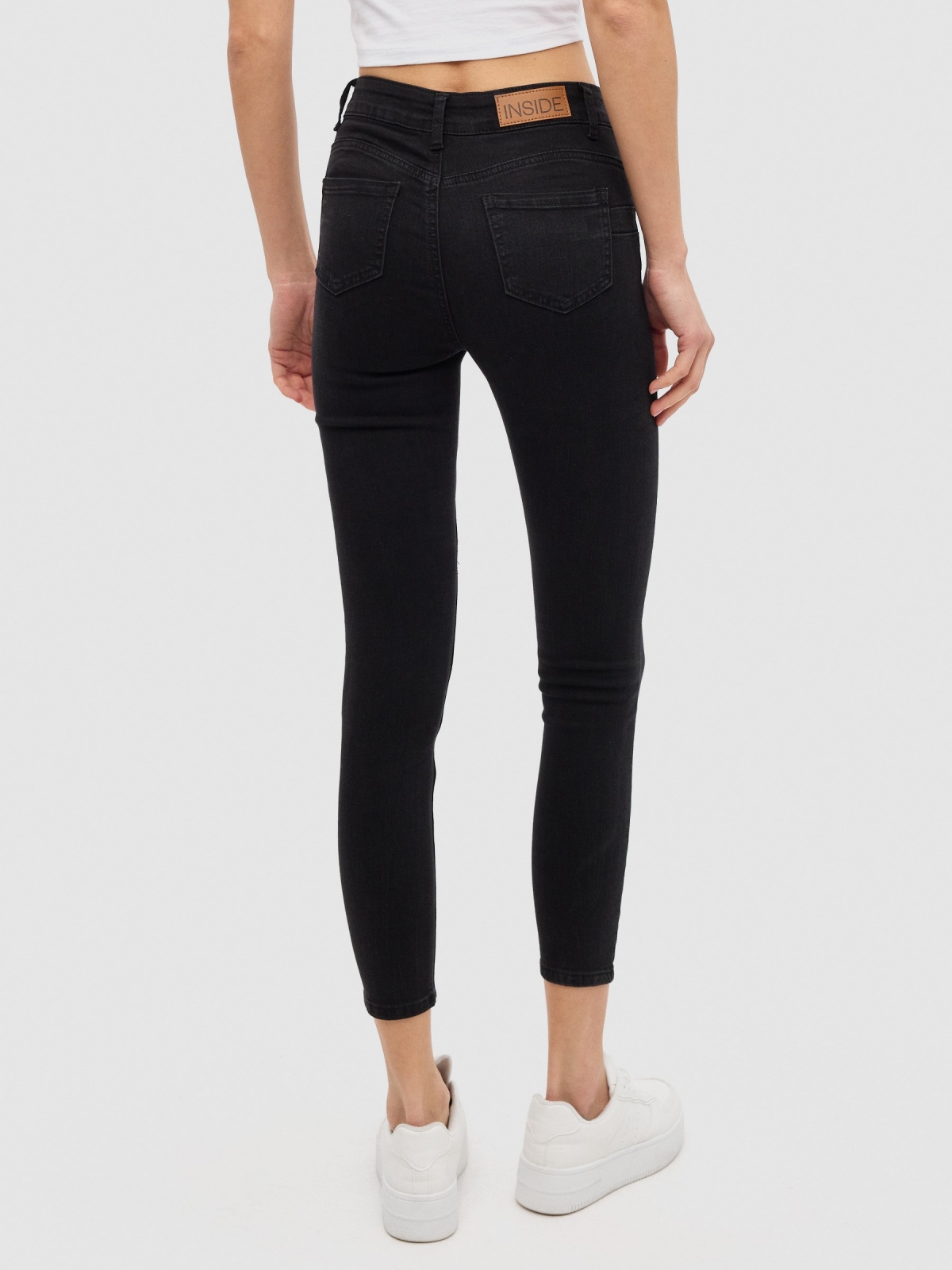 Skinny push up denim jeans black black middle back view