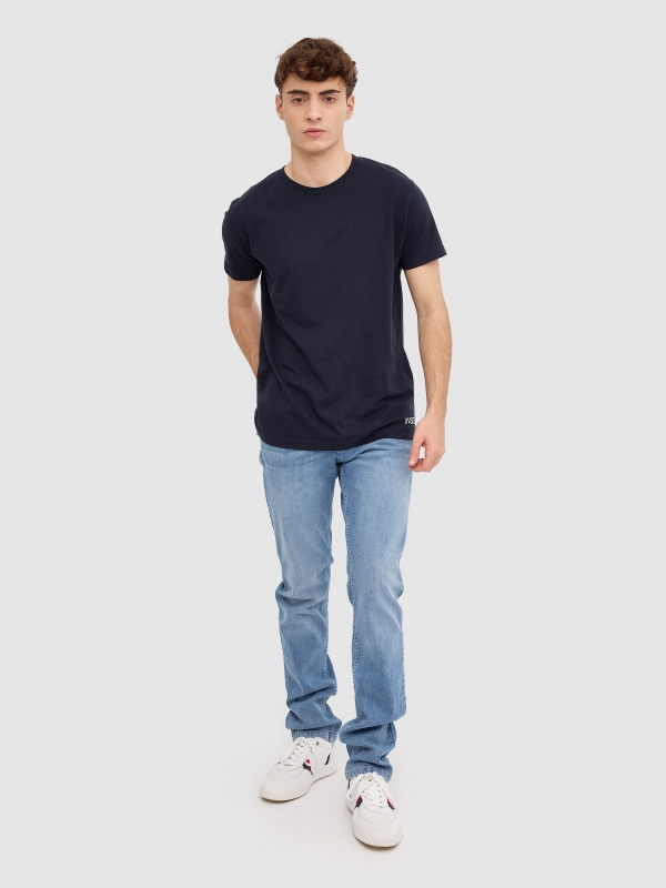 Jeans slim fit azul claro uniforme azul vista geral frontal
