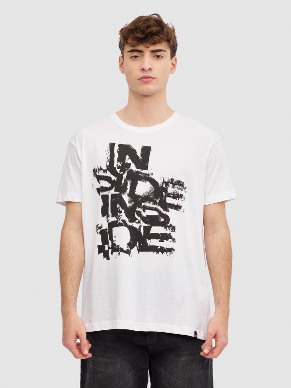 INSIDE logo T-shirt white middle front view