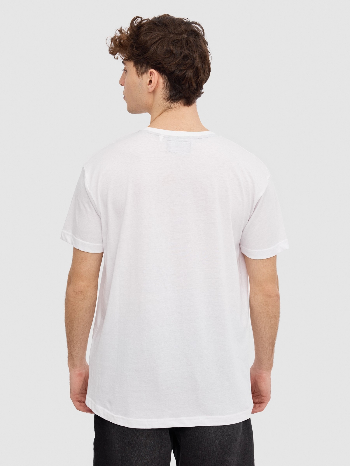 T-shirt com logótipo INSIDE branco vista meia traseira