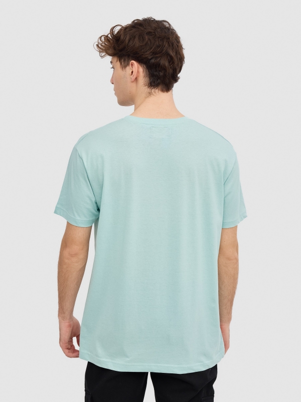 Camiseta calavera líneas verde vista media trasera