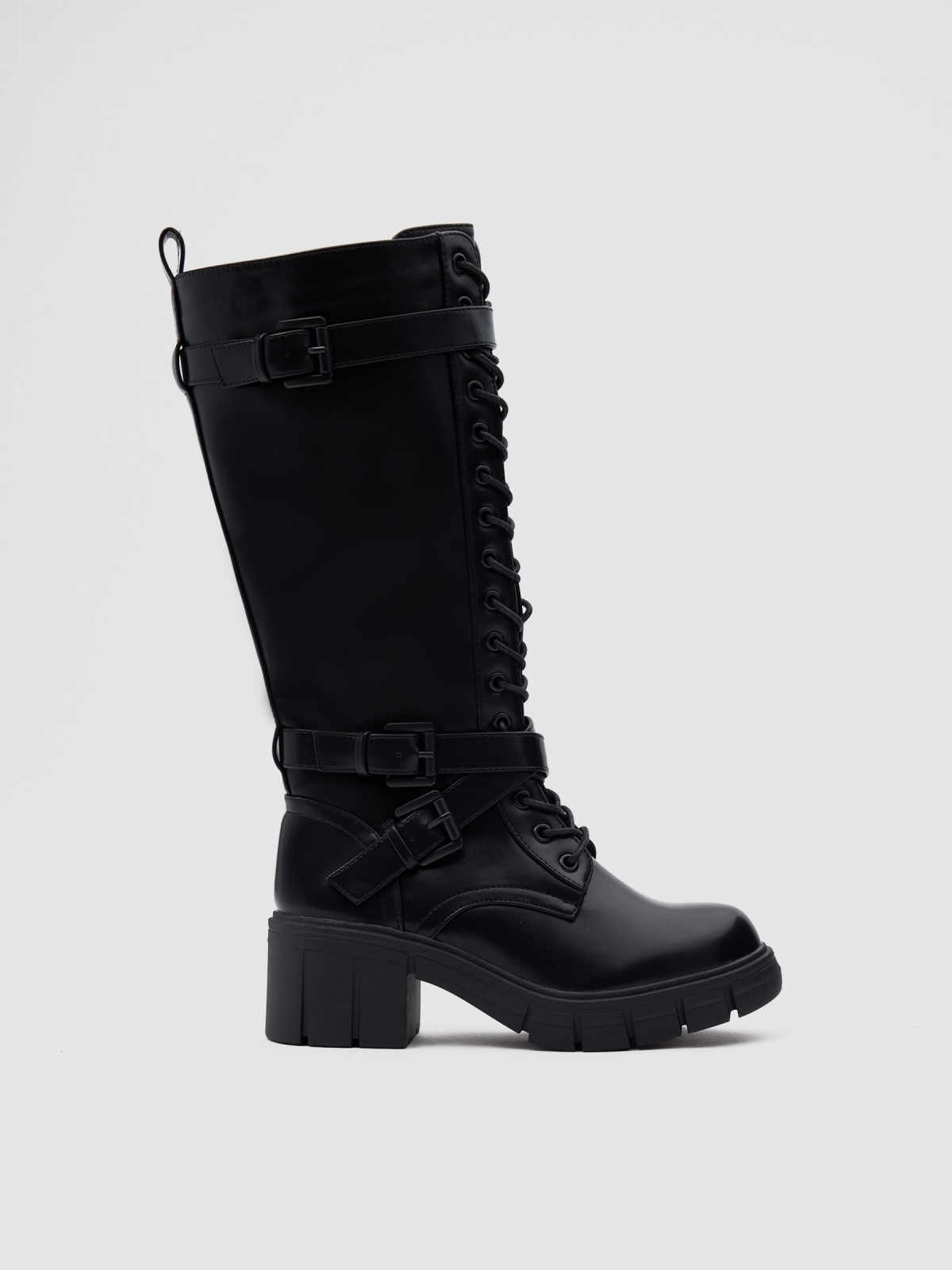 High boots with laces black