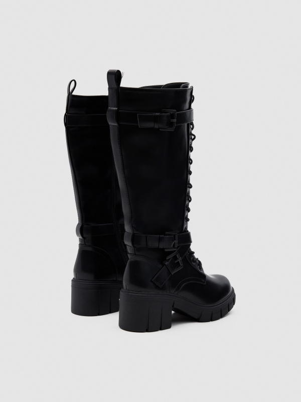 High boots with laces black 45º back view