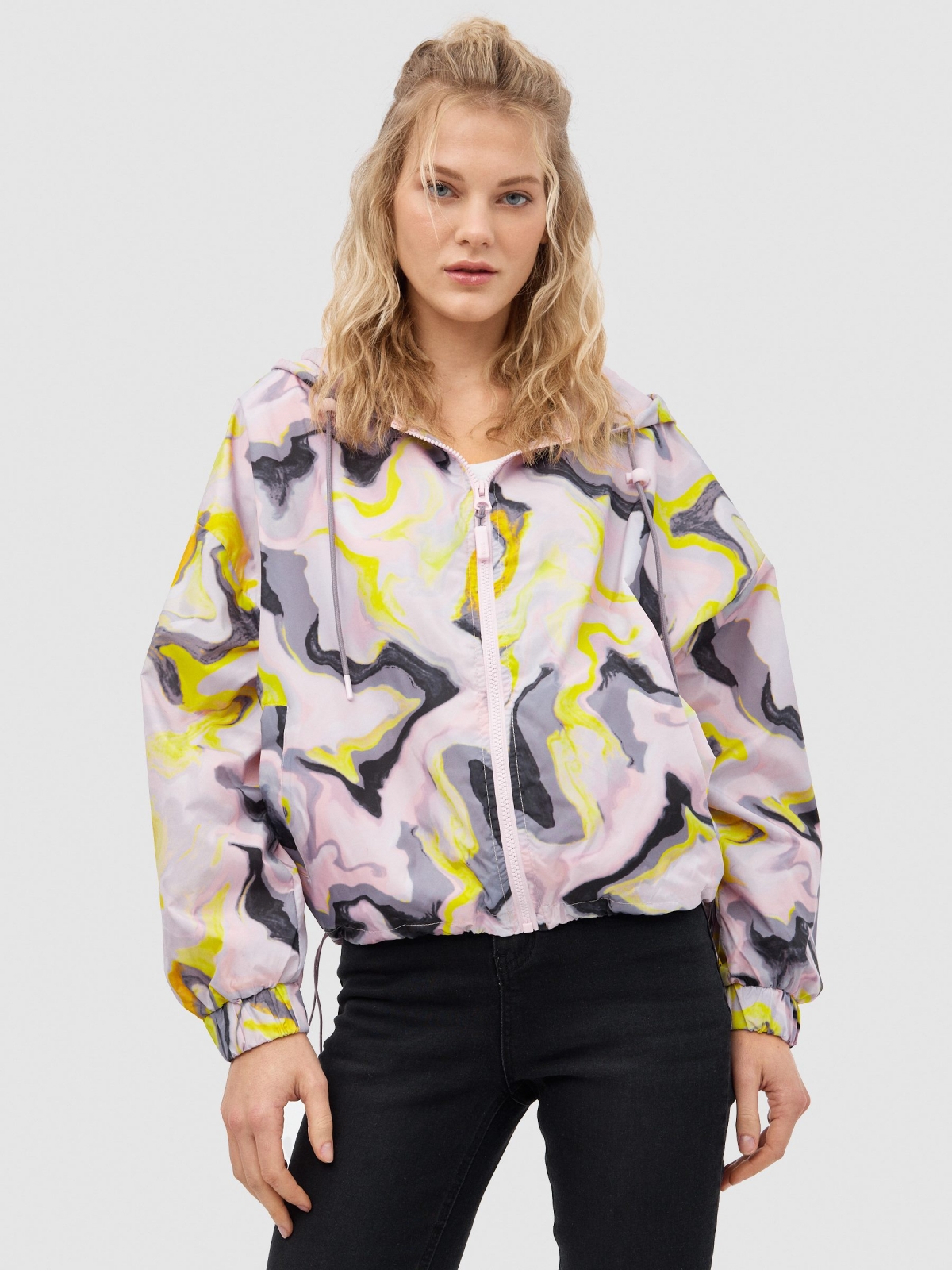 Tie dye nylon jacket multicolor middle front view