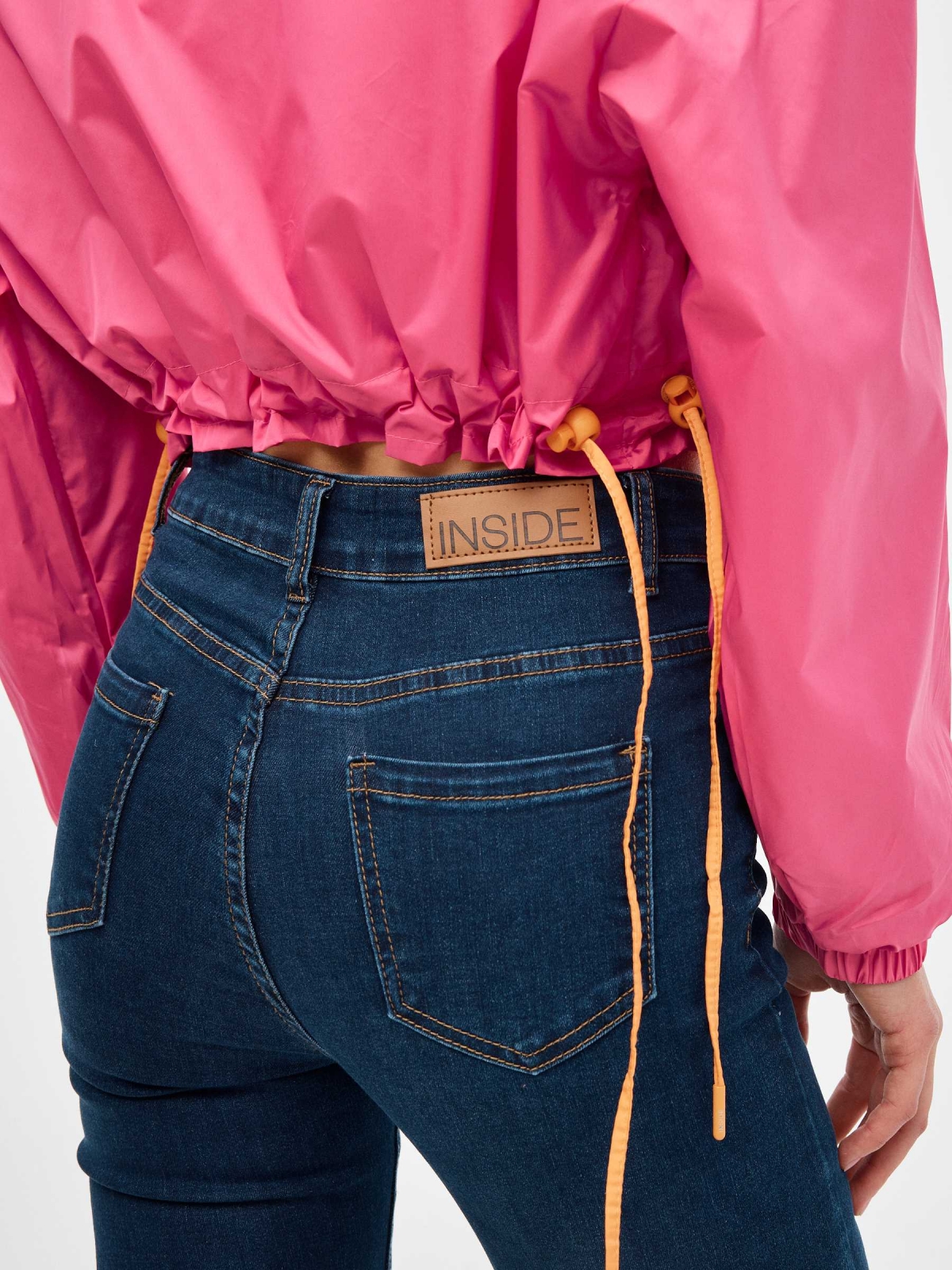 Fuchsia nylon jacket magenta pink detail view