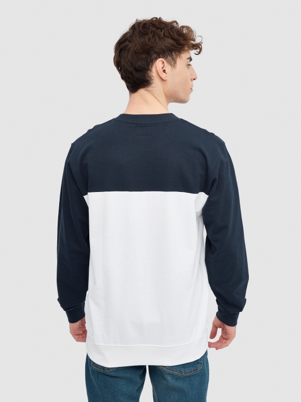 Bicolour sweatshirt navy middle back view