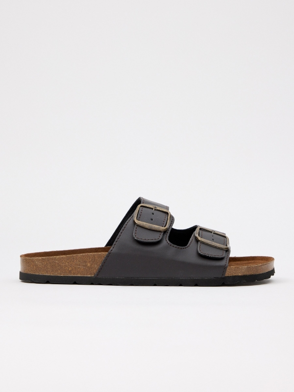 Open sandal with buckles brown