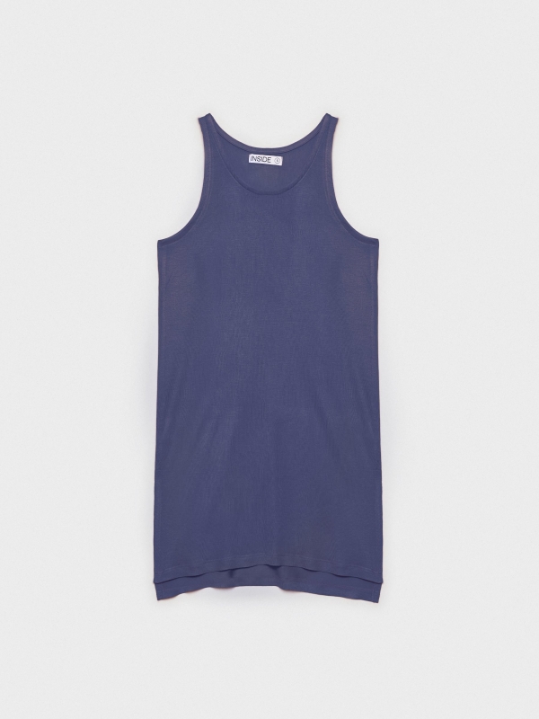  Long t-shirt with side slits blue