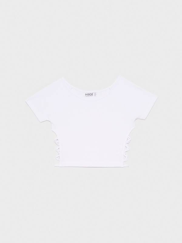  Camiseta crop con cut out blanco