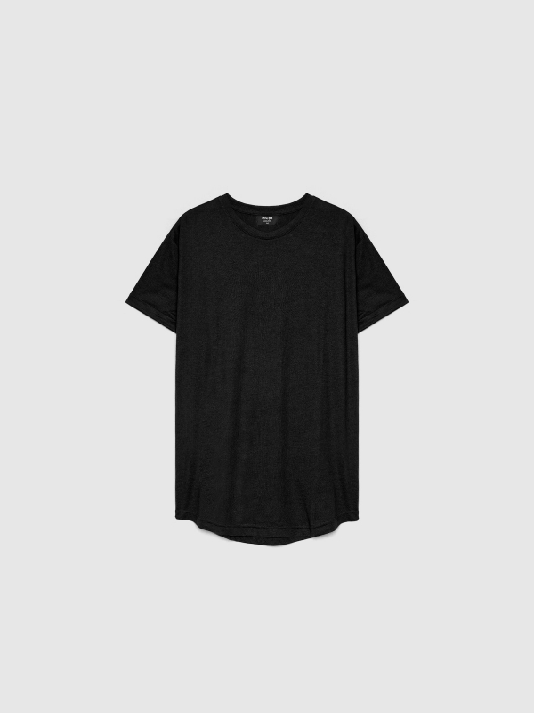  T-shirt longa básica preto