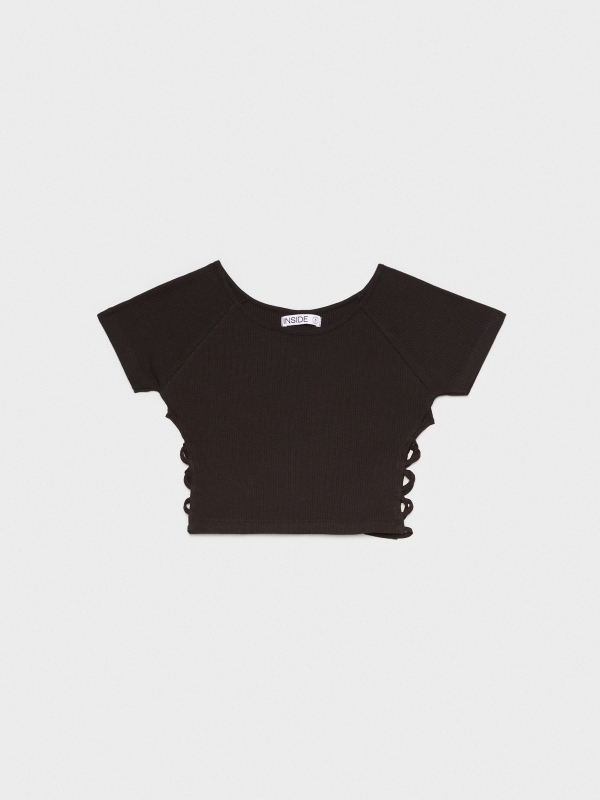  Crop T-shirt with cut out black