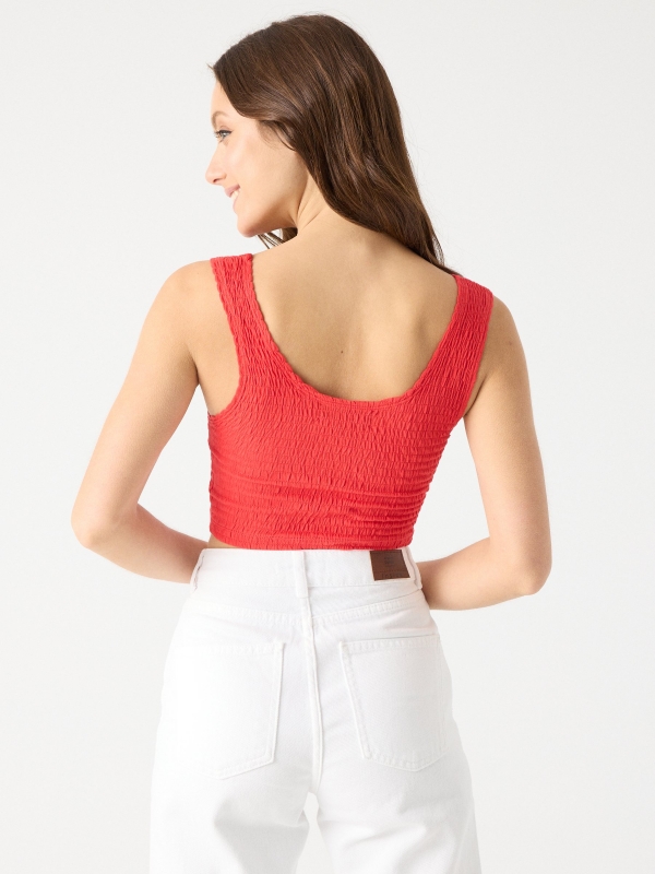 Crop top honeycomb garnet middle back view