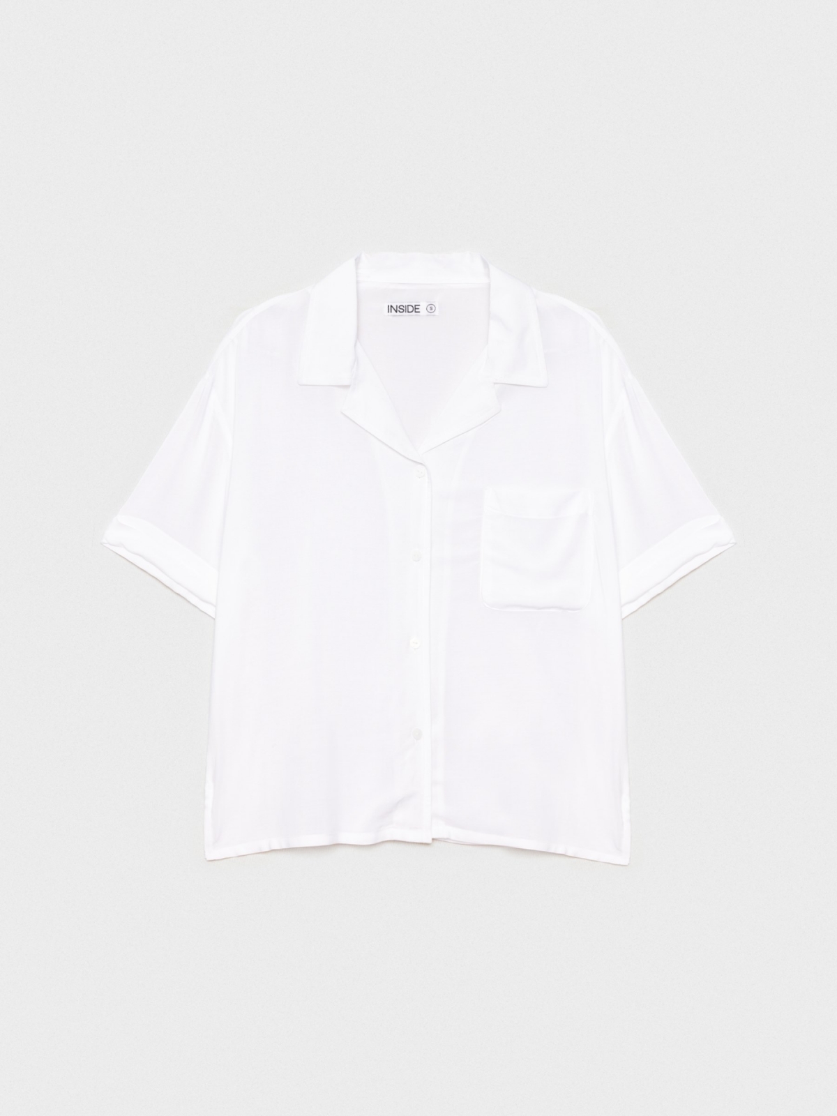  Camisa cropped com bolso branco