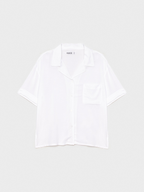  Camisa cropped com bolso branco