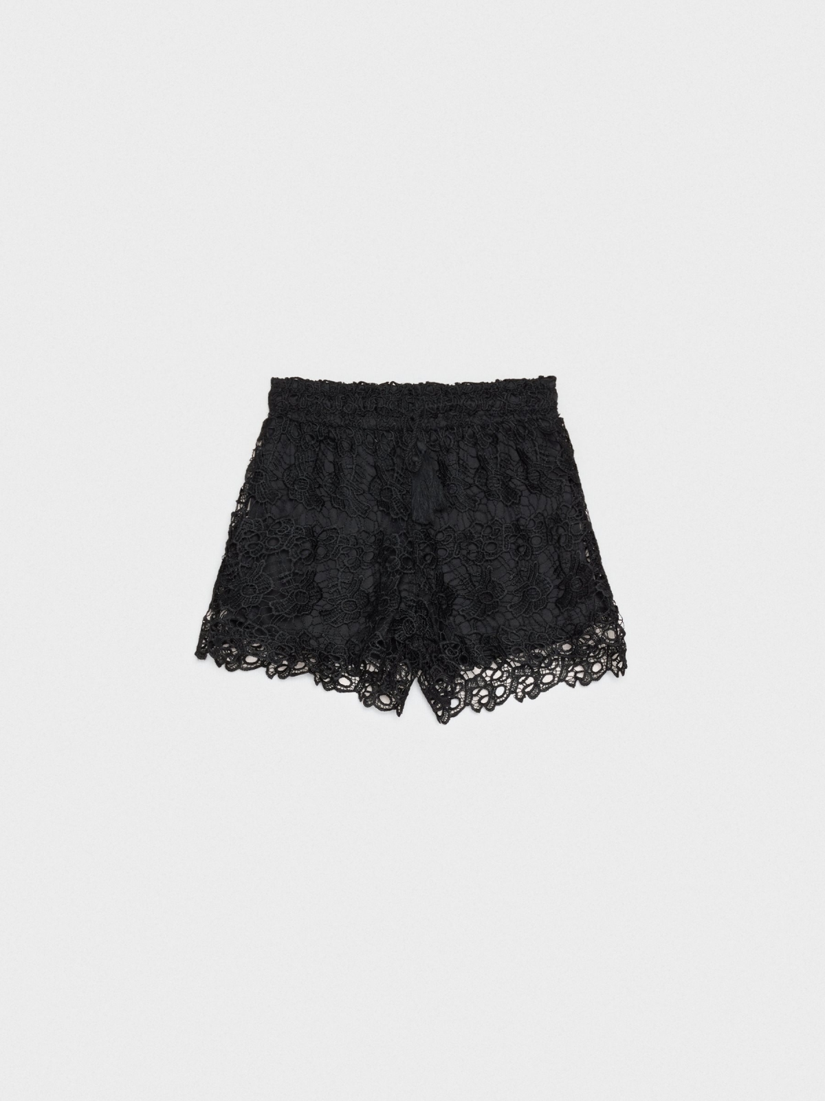  Elastic waist lace shorts black
