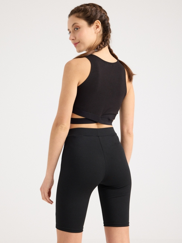 High-waisted cycling leggings black middle front view