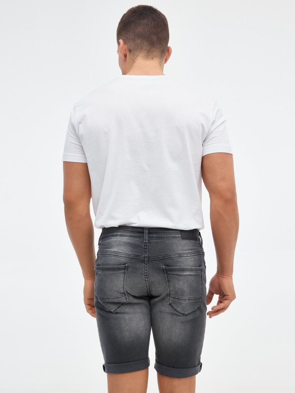 Washed effect denim shorts black middle back view