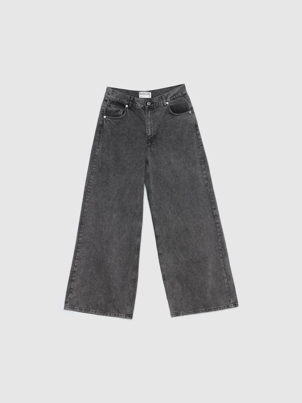  Jeans wide leg gris preto