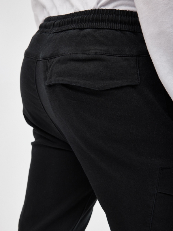 Men's cargo jogger pants black detail view