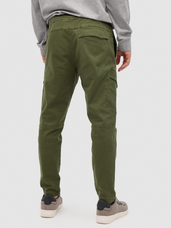 Men's cargo jogger pants green middle back view