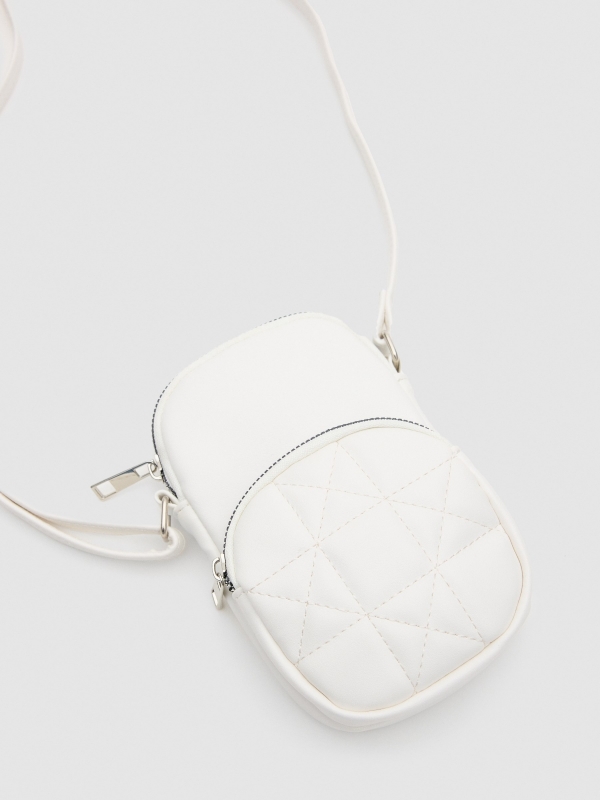 Leatherette mobile phone bag white