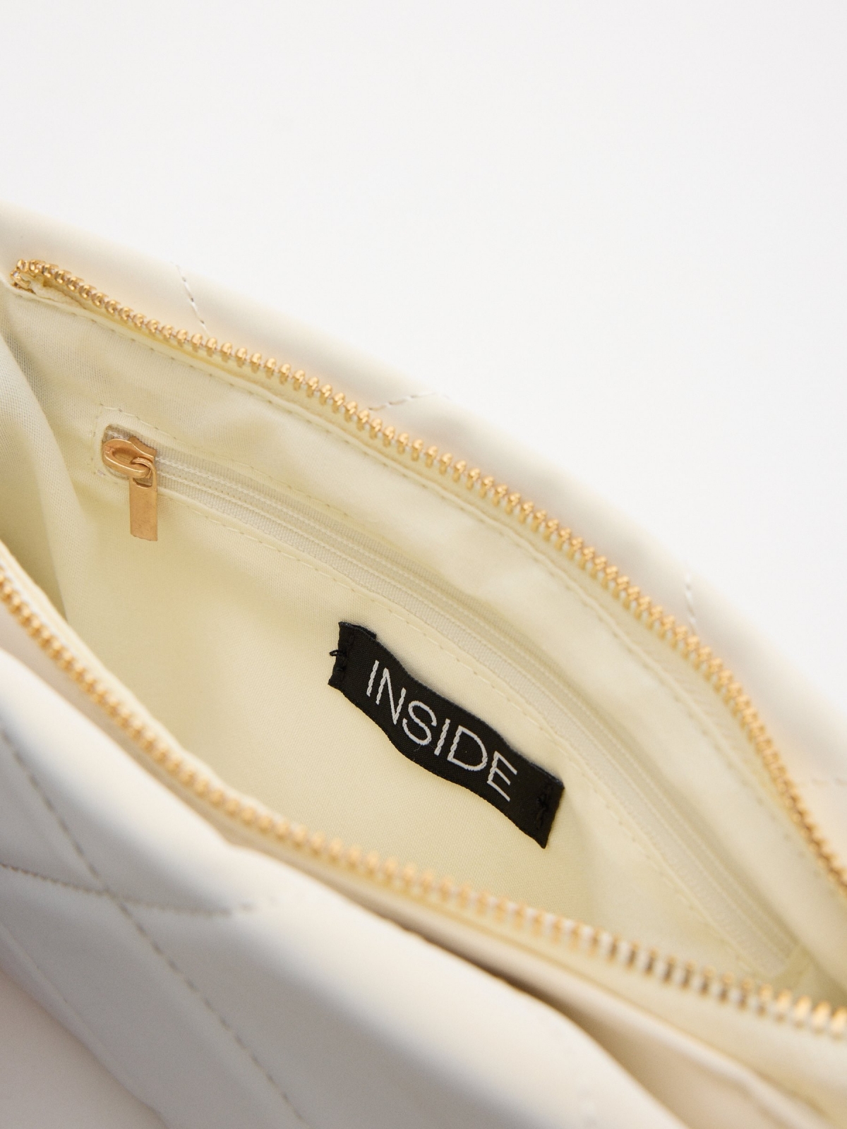 Leatherette shoulder bag ivory detail view
