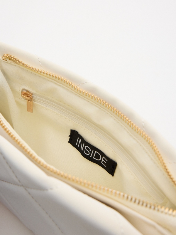 Leatherette shoulder bag ivory detail view