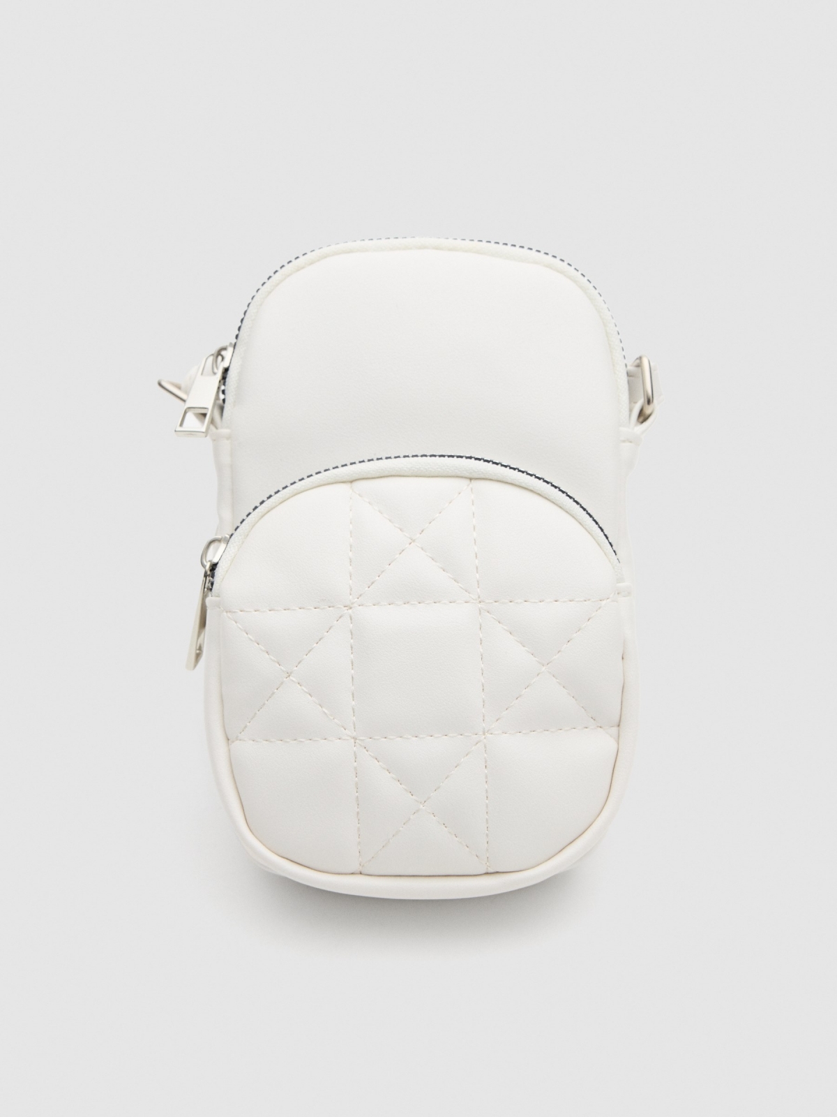 Leatherette mobile phone bag white 45º side view