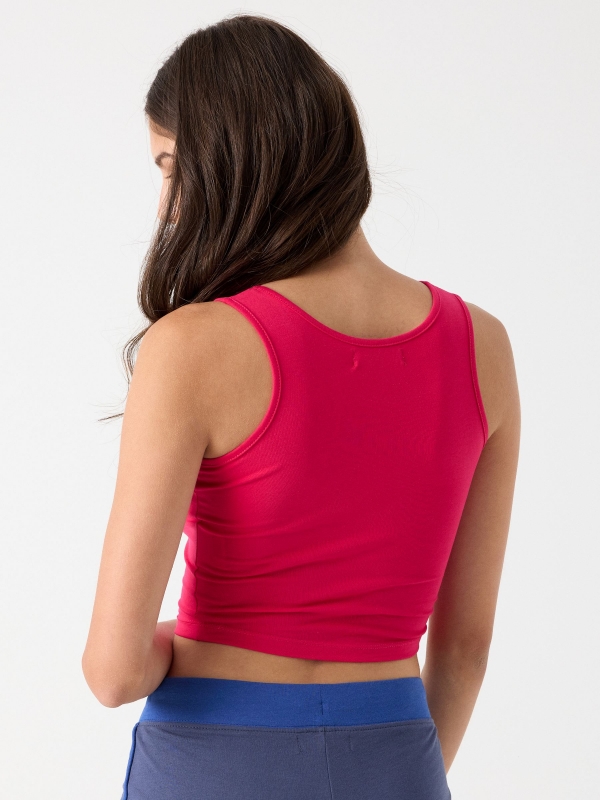 Basic sleeveless top fuchsia middle back view