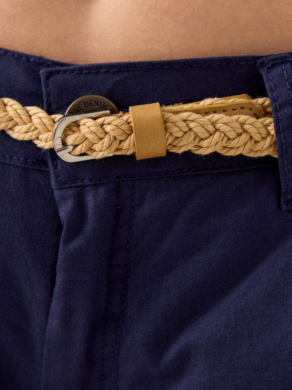 Shorts with darts and belt navy detail view
