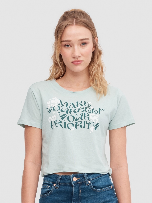 Camiseta Yourself Priority azul vista media frontal
