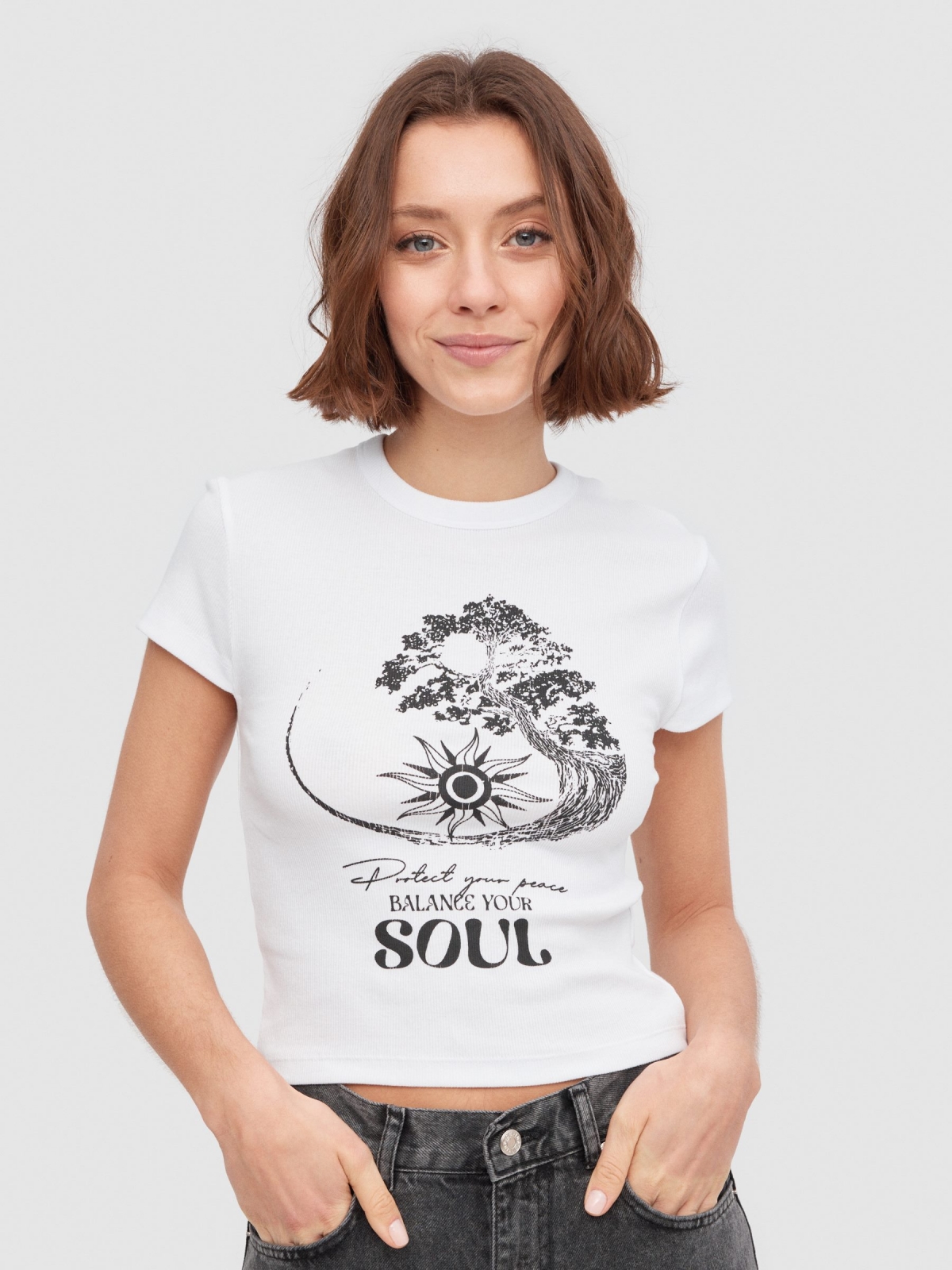 Soul rib t-shirt white middle front view