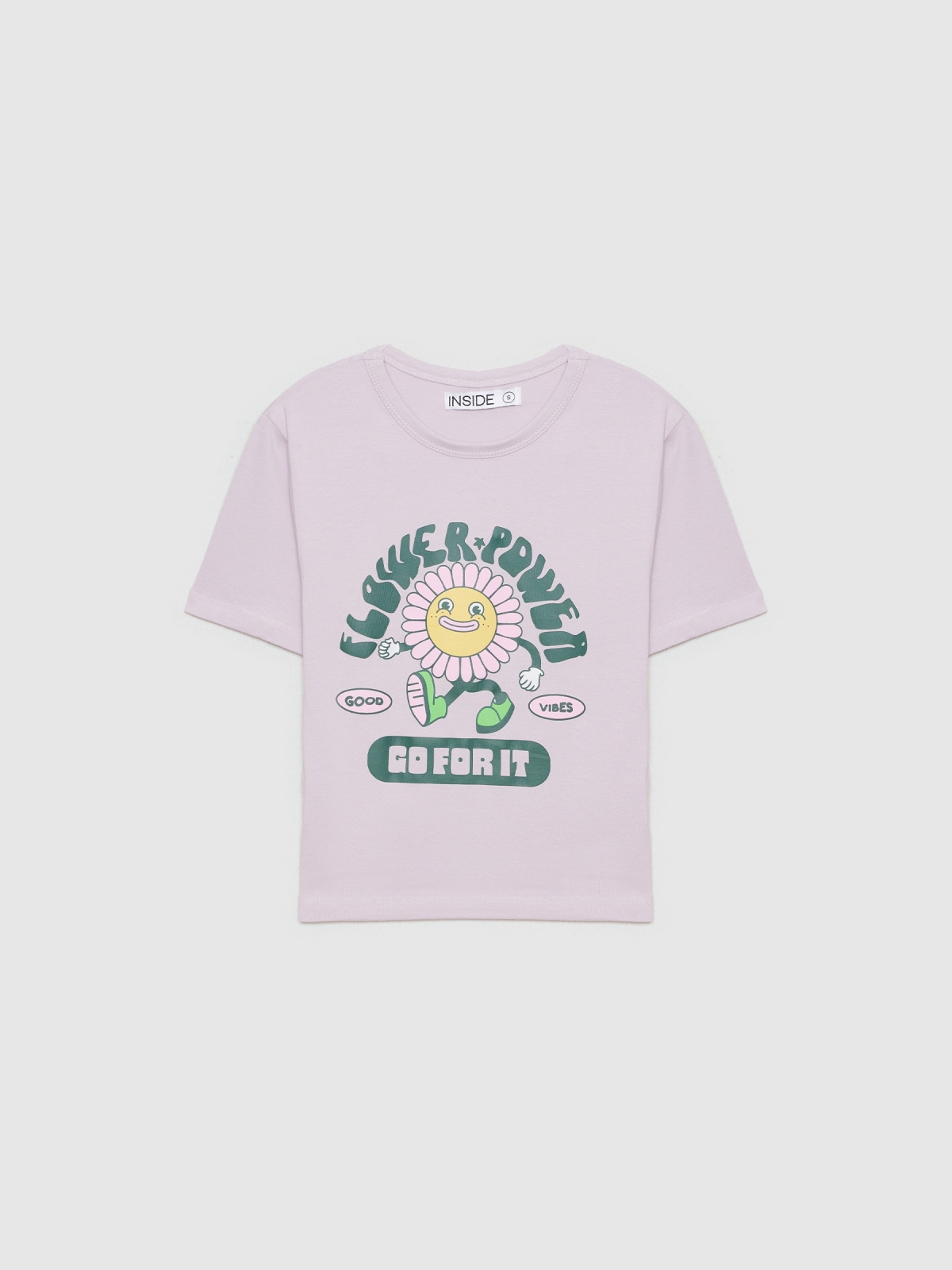  Camiseta crop Flower Power morado