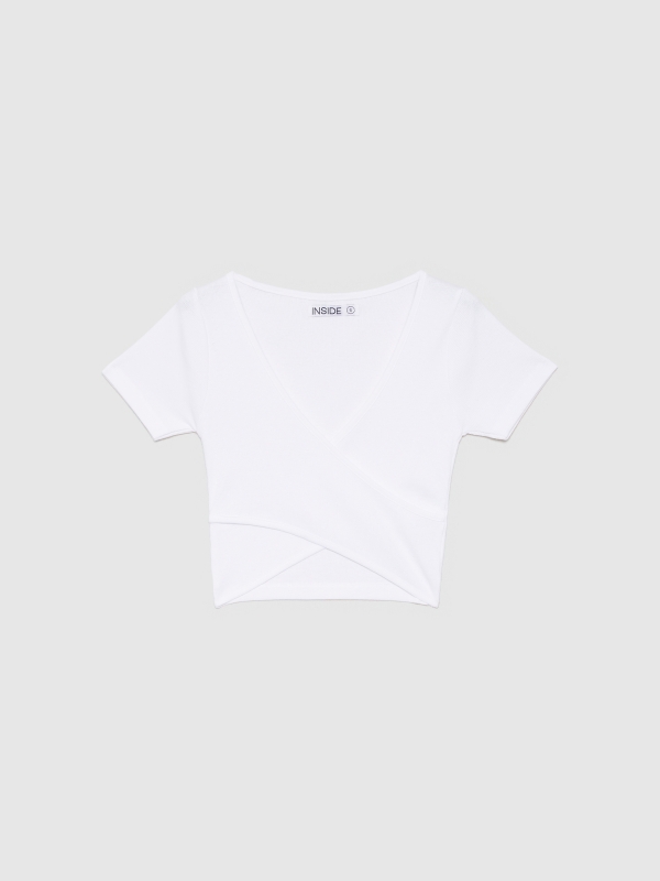  Ribbed crossover T-shirt white