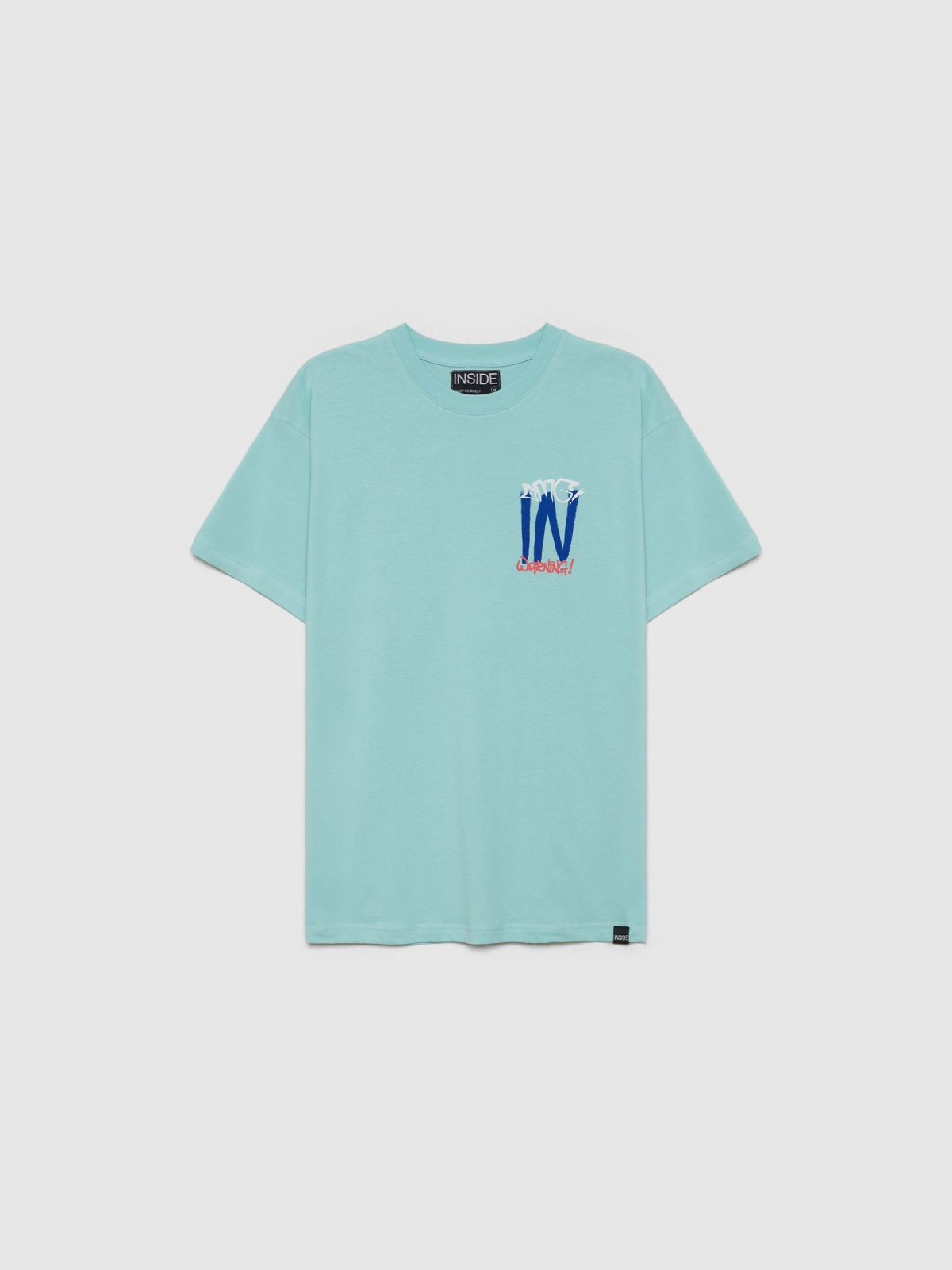  T-shirt com logótipo de graffiti azul claro