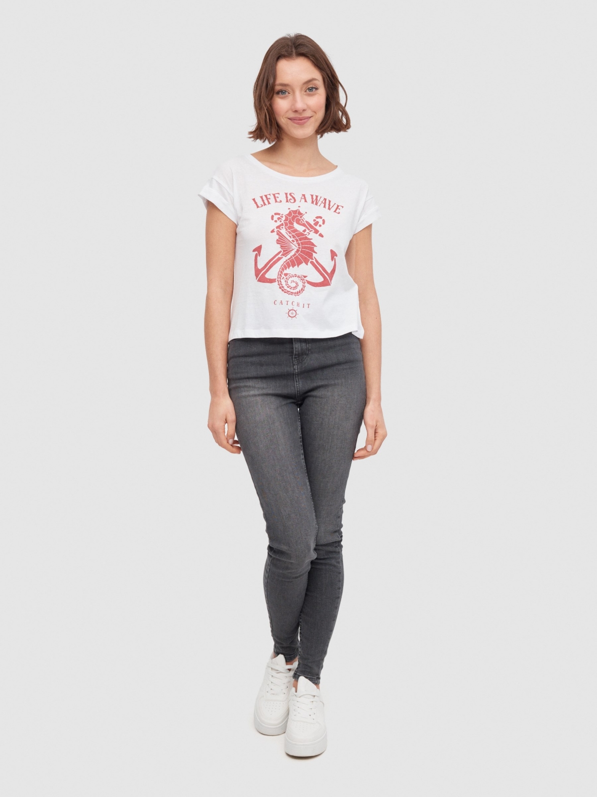 Seahorse T-shirt white front view