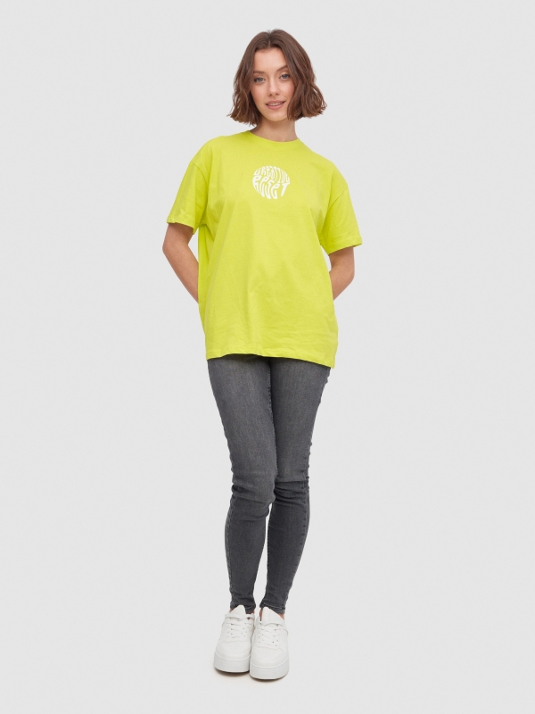 Creative Reset oversize t-shirt lime front view