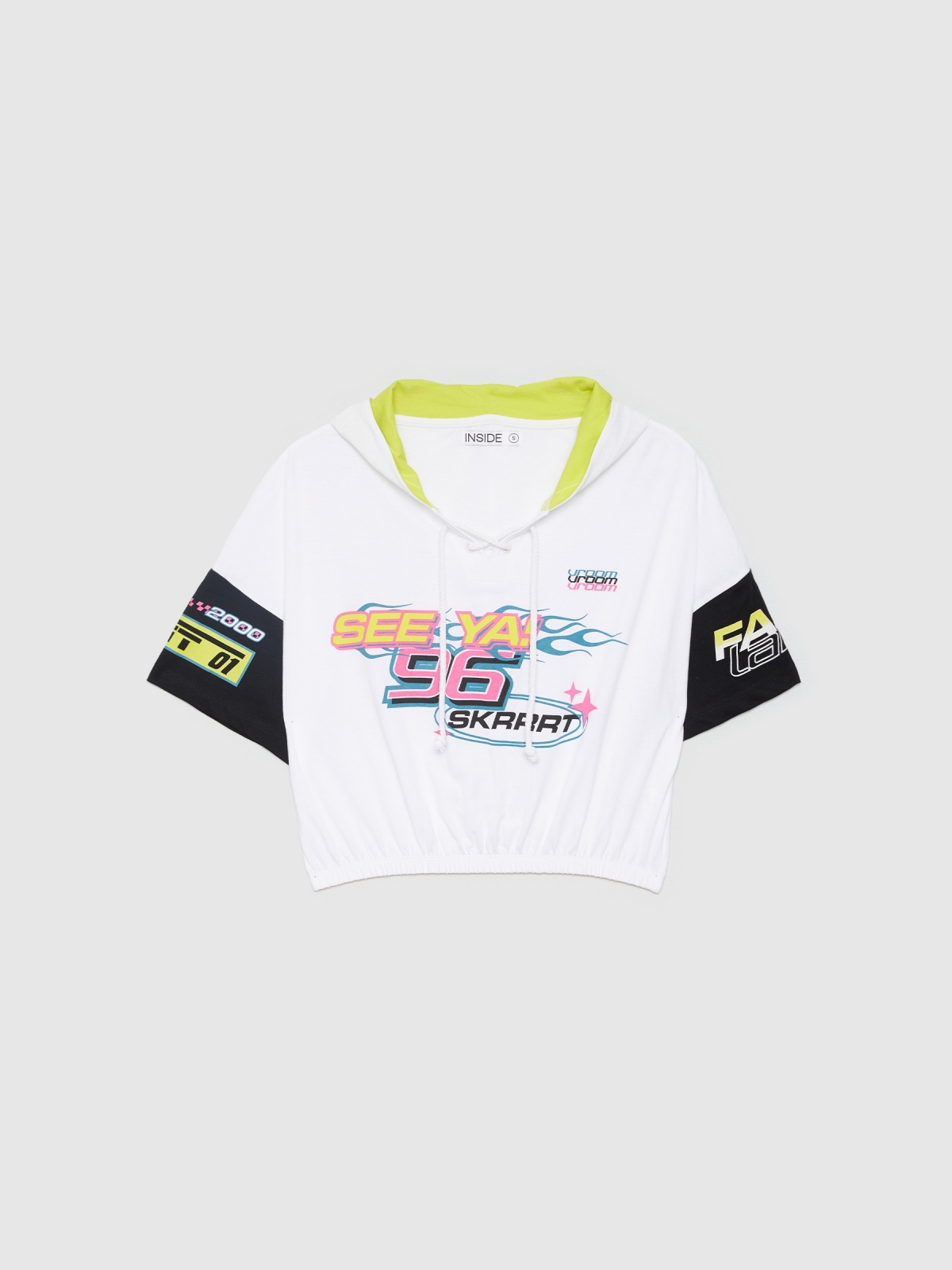 T-shirt racing com capuz multicolorido