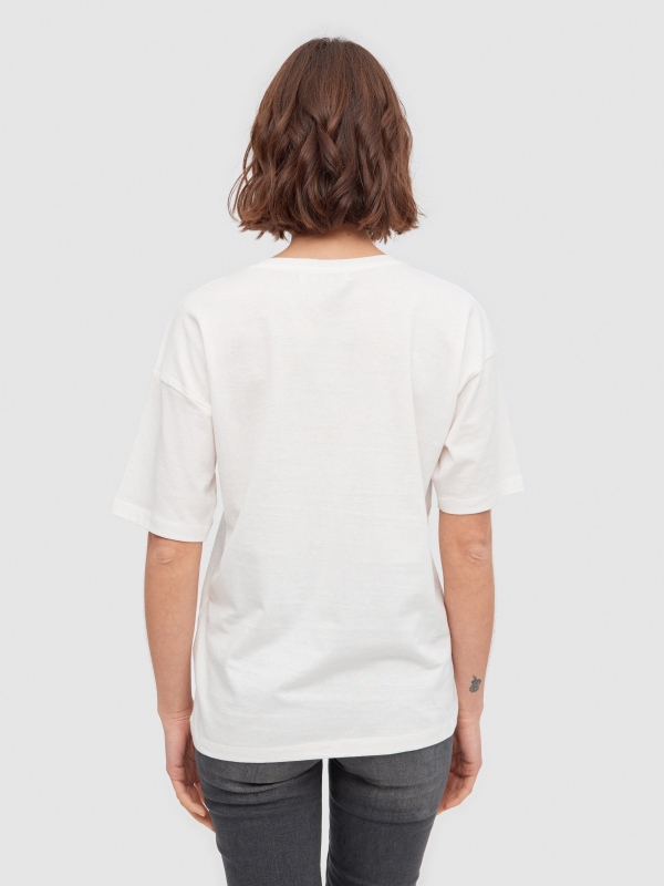 Camiseta oversize Nature blanco roto vista media trasera