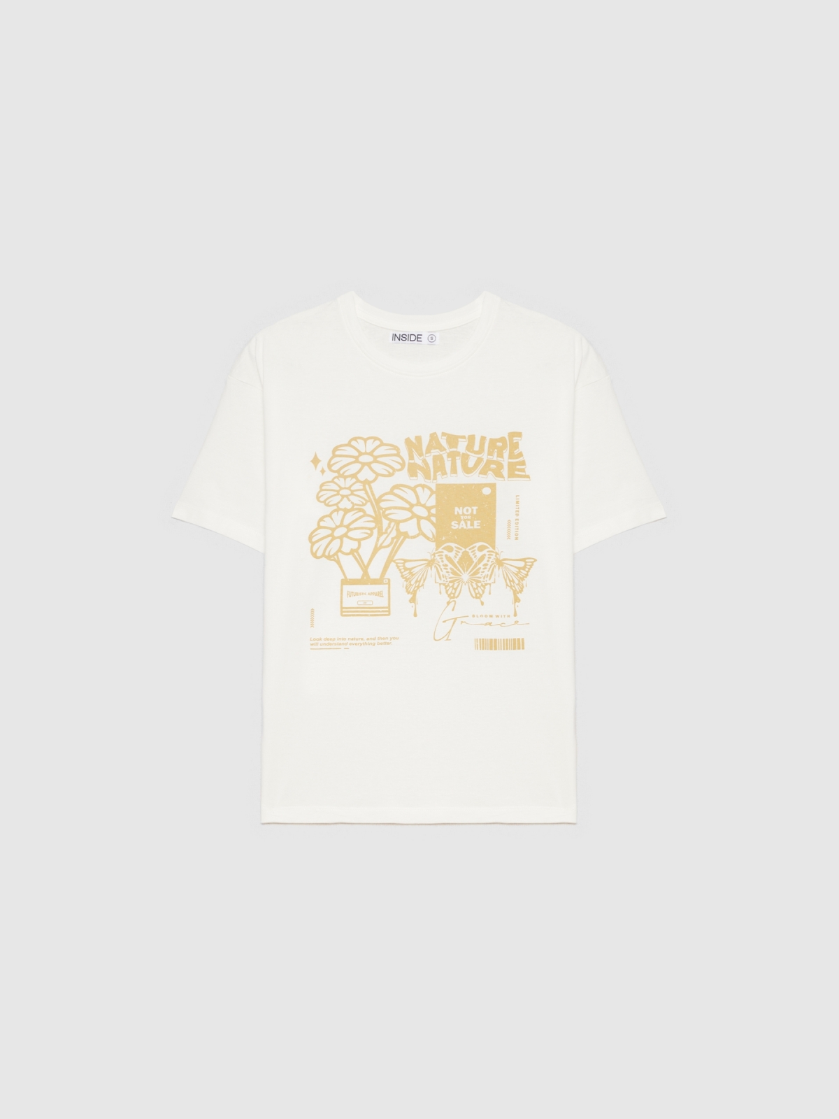  Camiseta oversize Nature blanco roto