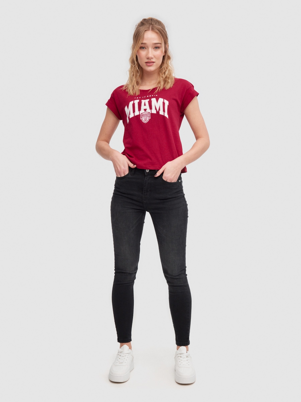 University Miami T-Shirt garnet front view