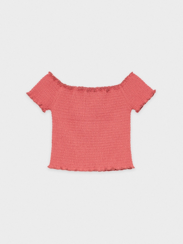  Top boat neck gathered red